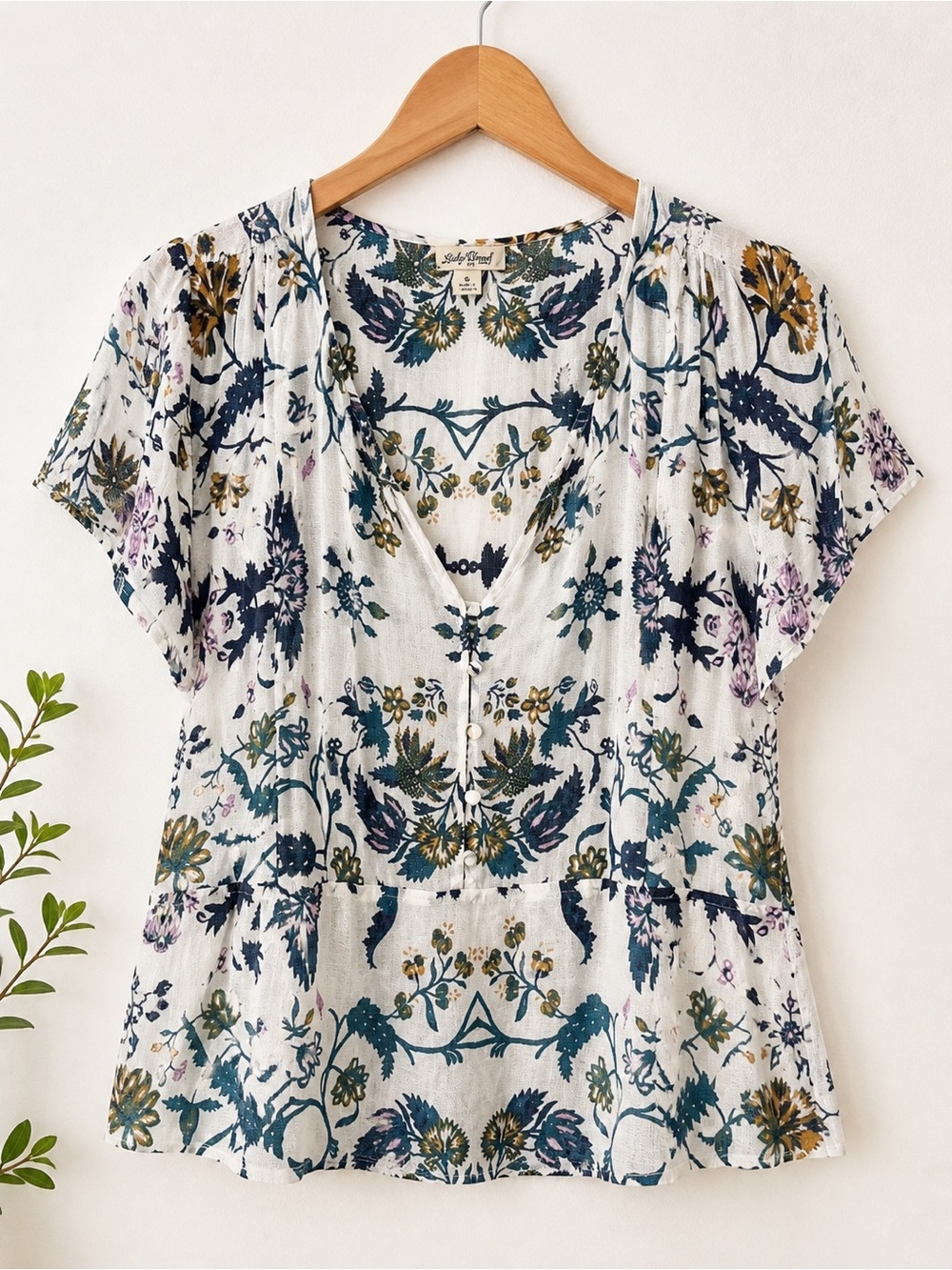 Lucky Brand Floral Boho Peplum Top 🌿